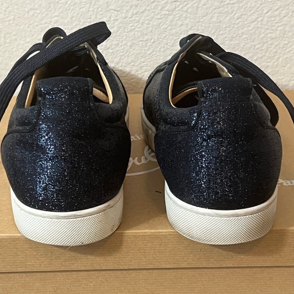 ❌SOLD❌ Christian Louboutin Navy Louis Junior Crystals Low-Top Sneakers SZ 47EU - Picture 11 of 12